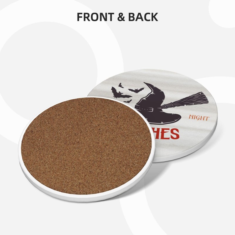 6 PCS Halloween Coasters with Metal Holder and Cork Base