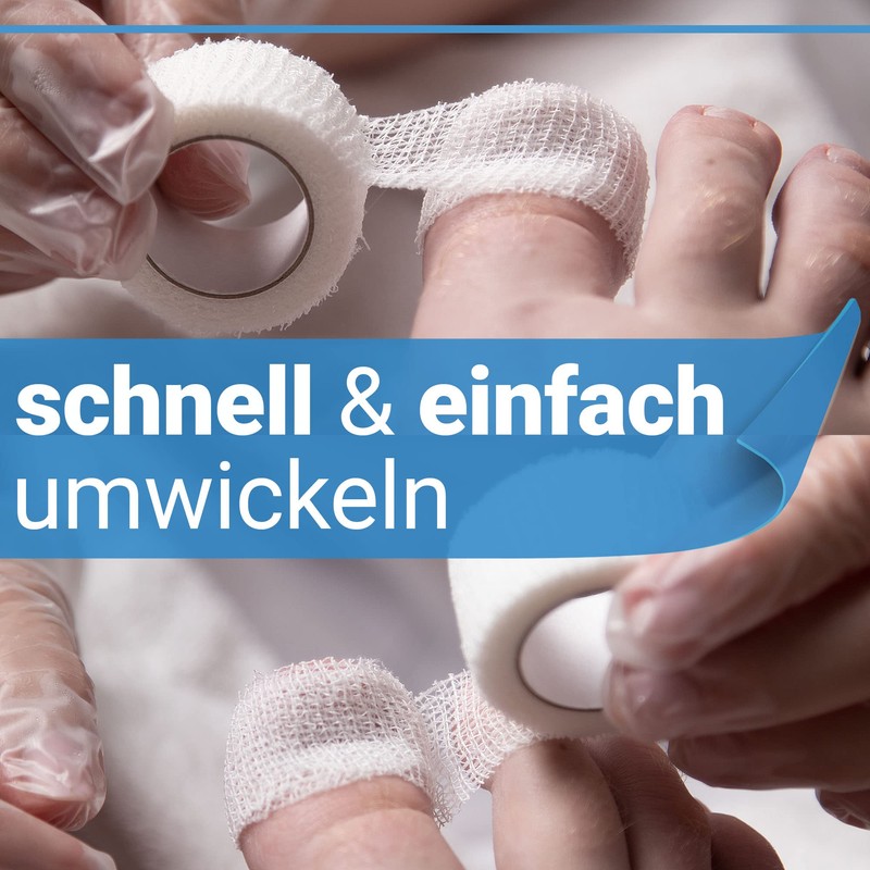 Kosmetex 3x Zehenbinde 1.5cm selbsthaftende Binden, Zehen Verband, fixieren, elastisch,