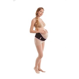 GABRIALLA Elastic Pregnancy Belly Band for Pregnant Women, Baby Safe Design, Adjustable & Breathable Maternity Belt, Improve Posture and Relieves Back, Joint, & Hip Strain (MS-96(P) Black, 2XL)
