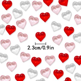 WELANE Heart Crystal Gems, 100 PCS Translucent Acrylic Valentine Heart Decoration for Vase Filler, Photography Props, Table Scatter (Pink, Red, Transparent)
