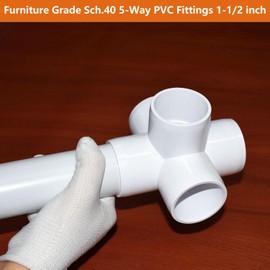 ‌letsFix 5 Way PVC Fittings 1-1/2 Inch (4-Pack), Furniture-Grade, Heavy-Duty Pipe Connectors for Plumbing, DIY Projects, and Home Furniture Assembly, Compatible with 1-1/2" Schedule 40 PVC Pipes‌