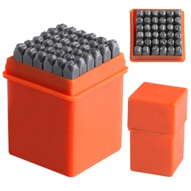 LEONTOOL Number and Letter Stamp Set (A-Z, 0-9 and & Symbol) 36 PCS Metal Stamping Kit, Steel Character Punch Metal Stamps, Jewelry Metal Stamping Tools for Imprinting Metal Wood Leather, (1/8") 3MM