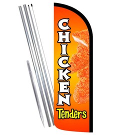 Vista Products Chicken Tenders Premium Windless Feather Banner Flag Kit (Flag, Pole, & Ground Mt)