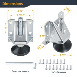 POWERTEC Furniture Leg Levelers 4PK, Adjustable Heavy Duty Leveling Feet with Screws, Lock Nuts and Non-Marring Pads, for Cabinets/Tables/Work Bench/Shelves (71136V)