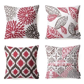 Phantoscope New Living Series Decorative Throw Pillow Case Cushion Cover Red 18" x 18" 45cm x 45cm Set of 4