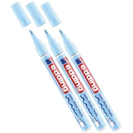 edding Gloss Paint Marker - Bullet Tip - Creative Design of Almost All Surfaces (e.g. Glass, Cardboard, Dark Paper, Ceramic, Stone) (1-2 mm, Pastel Blue, 3)