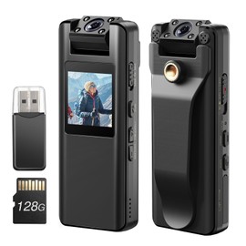 BOBLOV A22 128GB Body Camera, 2200mAh Battery Bodycam with Night Vision, 11 Hours Recording for Outdoors Sports, Proof, with 1/4" Screw Hole for Helmet Installation