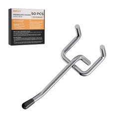 INCLY 50 Pack Pegboard Hooks, 2 Inch Metal Peg Board Hooks Accessories, Peg Board Tool Hangers Fit for 1/8“ and 1/4" Pegboard Hanging Tools for Garage, Craft Room, Kitchen, Store