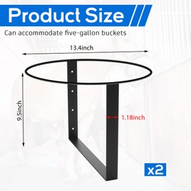 Teenyyou 2 Pcs Heavy Duty Metal Bucket Holder Securely Bucket Hangers for 5 Gallon Horse Water and Feed Pre Installed Pail Holder for Horses, Wall Mount (One Strip Style)