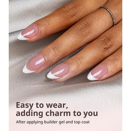 AIRSEE French Gel Nail Tips,Short Almond Pink 150 Pcs French Press On Nails,15 Sizes Pre-Applied Primer & Base Coat,No File Need Fake Nails Nail Art DIY Manicure for Nail Extension Designs and Gift