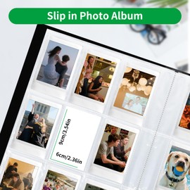 FRETONBA Photo Album for Polaroid Film 6 x 9 cm Suitable for Instax Mini Photos with 216 Pockets, Large Photo Book with Front Window, Black