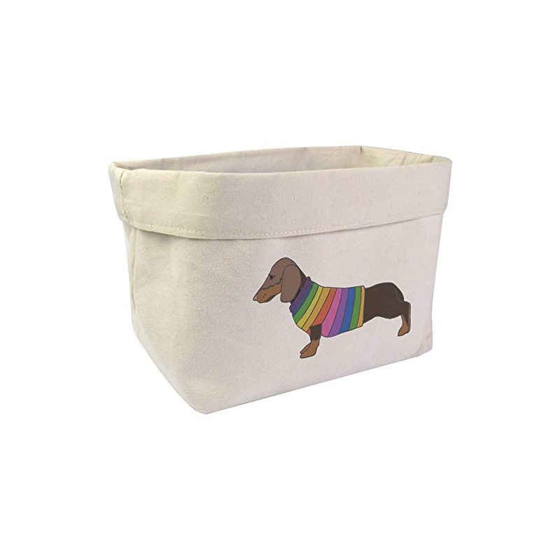 Large 'Dachshund In Rainbow Coat' Canvas Organiser/Storage Bag (OR00016081)