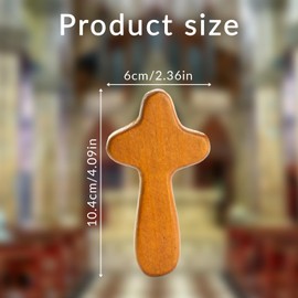 Lotsdonxia 2 Pcs Small Wooden Cross, Handmade Solid Pine Wood Christians Used for Comforting Prayers Handle Crafts, Suitable for Use in Church Memorials, Travel Hangings(Light Brown)
