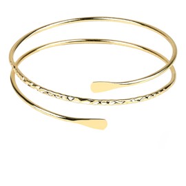 Hopton Gold Arm Cuff Bracelet, Boho Upper Arm Cuff Gold for Women, Adjustable Open Gold Bracelet,Minimalist Style Punk Bangle