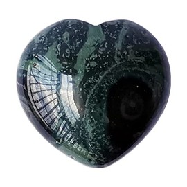 Manekieko Natural Kambaba Jasper Palm Worry Carved Heart Love Stone,40mm Crystals and Healing Stones