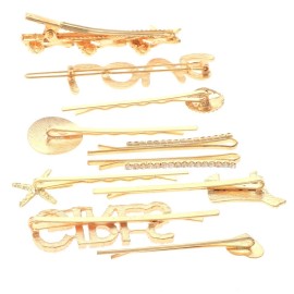 Gold Tone Assorted Metal Hair Clip HC1003-GLD