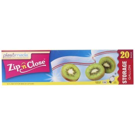 Plastimade Zip N Close Storage Gallon Bags, 20 Count