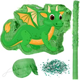 Dragon Piñata 16 Inch Dinosaur Piñata with Stick Blindfold and Confetti Dinosaur Piñata Tyrannosaurus Piñata Fire Breathing Dinosaur Piñata for Boys Kids Dragon Theme Birthday Party Game Decorations