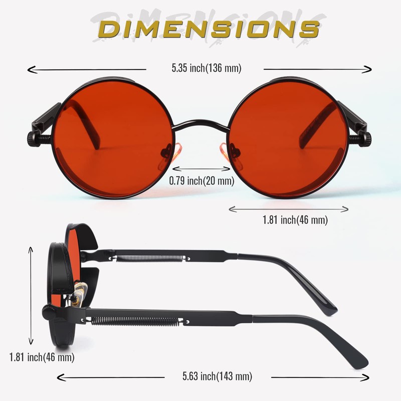 GQUEEN Retro Round Steampunk Polarised Sunglasses Men Women UV400, MTS2,
