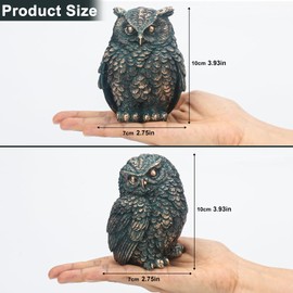 YANFLERENT 2 Pack Unique Owl Statues for Home and Outdoor Garden Decoration, Living Room Vintage Resin Owl Figurines, Knick Knacks for Shelves, Women Gift