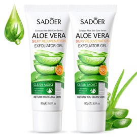 2PCS Aloe Vera Purifying Exfoliating Gel, Face Scrub Exfoliator With Aloe Vera Gel, Aloe Silky Peeling Gel, Gentle Exfoliating, Exfoliating Face Wash, Exfoliating Gel For Dark Neck, Face&Body