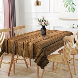 TTQYFNM 60x120inches Brown Wood Grain Rectangle Tablecloths Rustic Farmhouse Style Wooden Board Table Cloth Stain Resistant Wrinkle Free Table Cover for Dining Room Kitchen Western Themed Party Decor