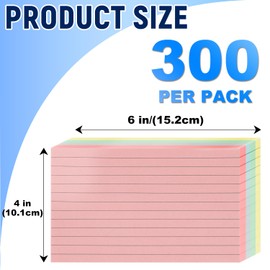 300 PCS Colored Index Cards, Four Colors Heavy Weight Ruled Lined Index Cards, 4×6 Inch Flash Note Cards for School Office Studying Note Taking and To Do List