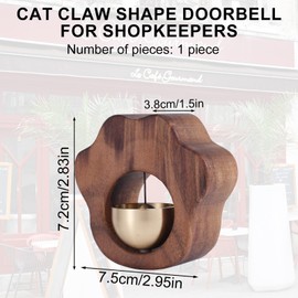 Gosknor Shopkeepers Bell, Cat Paw Shape Magnetic Wooden Wind Chime Doorbell Decoration for Unique Housewarming Gift Business Entrance Door Home Garden