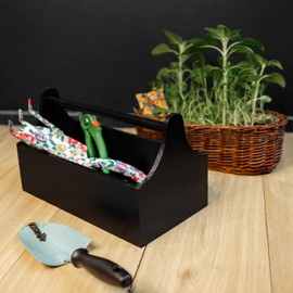 Creative Deco Wooden Tool Box | Wooden Tool Box | Dimensions 34 x 18 x 20.5 cm (+/- 0.5 cm) | Empty Tool Box | Black Toolbox with Handle | Men's Handbag | Gift Box