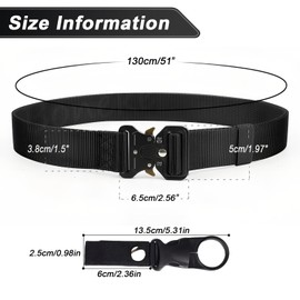 YUZHEDM Tactical Belt Quick Release Men's Approx. 130 cm Tactical Service Belt Nylo with Kettle Buckle Tactical Belt Tactical Belt Tactical Belt Men's (Black), black