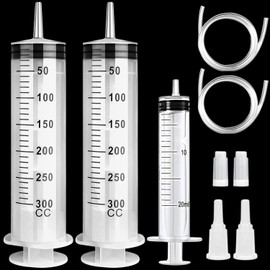 Prebarfun 3 Piece Plastic Syringe Set, 300 ml/20 ml Syringe, Large Syringe Dosing Syringe, Oil Syringe Plastic Syringe for Experiments Liquid Transfer Syringes