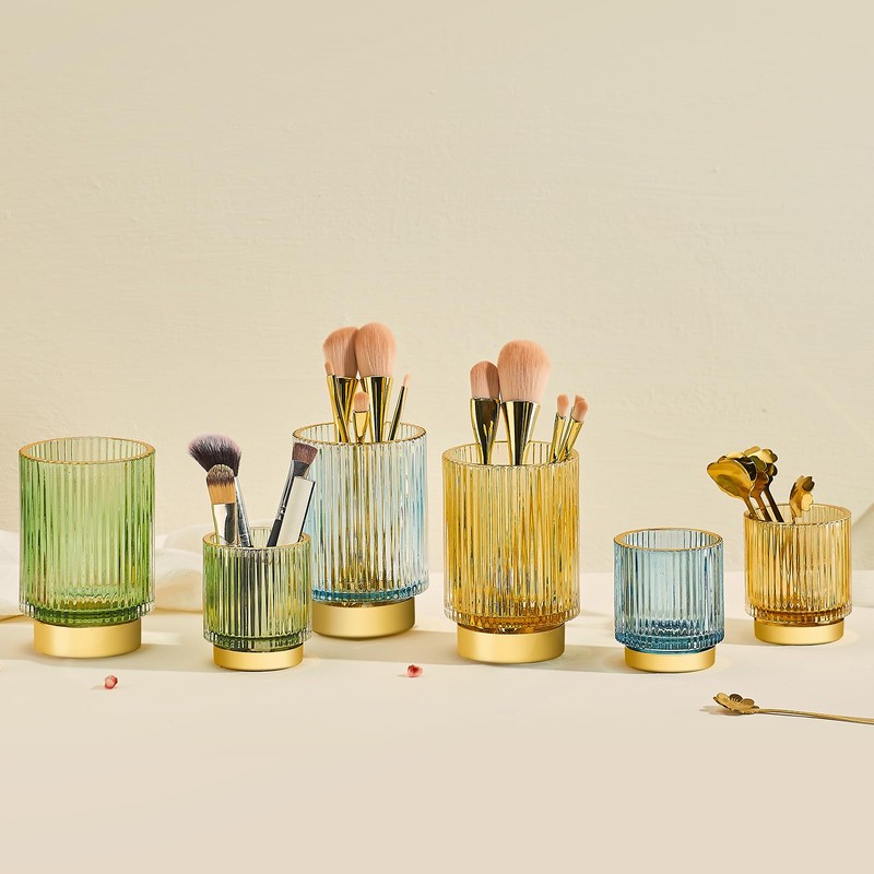 LEICURACE Makeup Brush Holder Organizer,Toothbrush Holders,Desk Pen Pencil Holder,Multifunctional Vintage