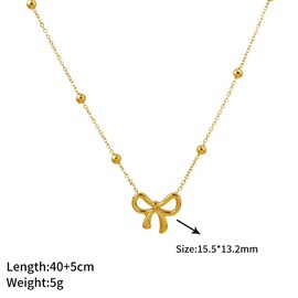 Pingyongchang Gold Bow Bracelets Dainty Gold Plated Chain Bracelets Necklaces Set Ribbon Choker Bracelets Necklaces Trendy Jewelry Gifts for Women Girls-Bow Necklace, Small