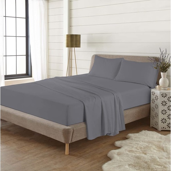Thermal Flannelette Flat Sheet King Size Bed 100% Brushed Cotton Flannel Flat Bed Sheet, Grey