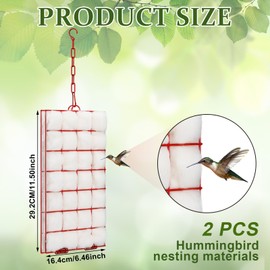 Tandefio 2 Pcs Hummingbird Nesting Material Kit Refillable Bird Nesting Material Holder with Chain Hook, Rustic Hanging Helper Cage Cotton Bird House for Outdoor Porch Houses Resting Place