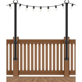 2 Pack String Light Poles,5Ft Metal Poles for Outdoor String Lights,Outdoor Light Poles with Post,Poles/Stand for Outside,Patio,Deck,Backyard,Garden Wedding,Party