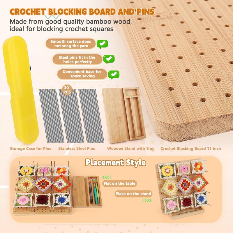 Aeelike Crochet Blocking Board Large, Blocking Board for Crochet 11