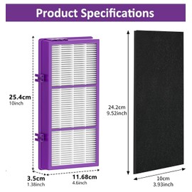 HAPF300AP Performance Plus Filter for Holmes, AER1 True Filter for Air Purifier Holmes, Replacement HAPF300AP-U4 (4 Ture HEPA Filters + 8 Carbon Filters)