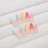 24Pcs Rainbow Gradient Press on Nails Long Length Almond Shaped