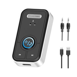 Ankilo Newest AUX Bluetooth Adapter Car, Bluetooth 5.3 Receiver, Hands-Free Calls, USB Type-C, Wireless Bluetooth Music Receiver with 3.5 mm Jacks, for Stereo System, Speakers, Headphones