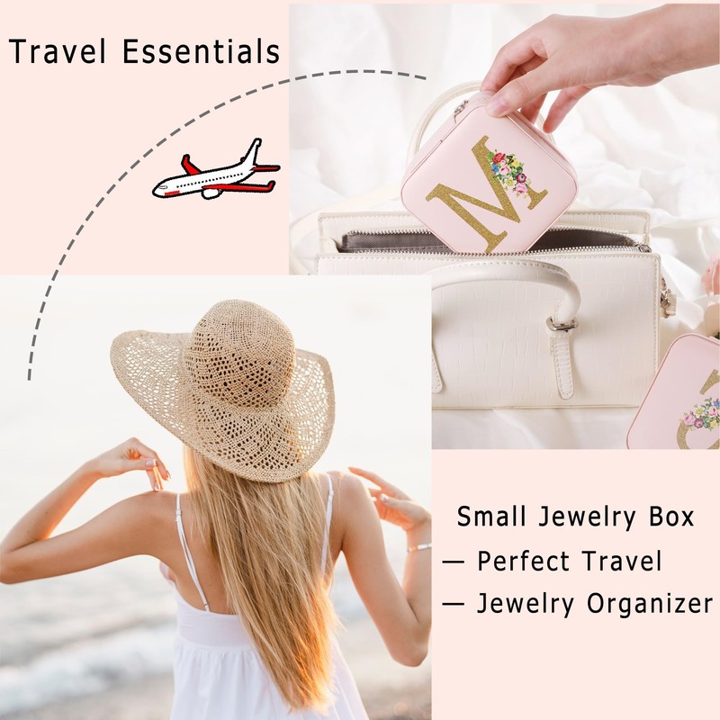 XIUQILAI Jewelry Box for Women, Pink Small Travel Earring Organizer