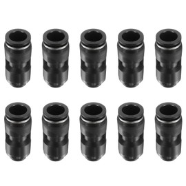 sourcing map 10pcs Push to Connect Fittings 1/2" OD x 5/16" OD Straight Pneumatic Connector Zinc Alloy Quick Connect Union Two-Way Fittings for Semi Truck Trailers Air Brake System, Black