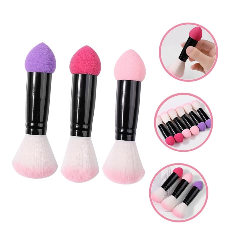 Ipetboom 3pcs Double Ended Makeup Brush Bronzing Brush Foundation Contour