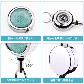 RJ-Sport Hanging Name Tag Reel - [Set of 5] Elastic Key Chain, ID Card Reel, Extends up to 13.8 inches (350 mm), Zinc Alloy Reel Key Chain, Drop Prevention, Full Metal Reel Strap, Rust Prevention,
