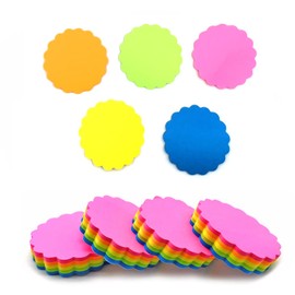 Saktopdeco Mini Colorful Sticky Notes lace Round Shaped Sticky Notes Fun Self-Stick Memo Pads Set for Office School (4 Pads 400 Sheets)