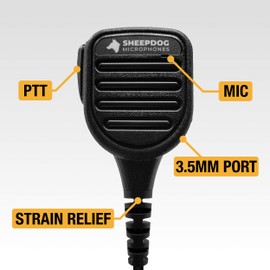 Sheepdog SD28-TA1 Police Remote Shoulder Speaker Microphone, Compatible with Harris Tait TP8100 TP8110 TP8115 TP9300 TP9310 TP9355 TP9400 TP9435 and TP9440 Two Way Radios