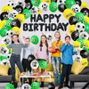 50Pcs Football Balloons for Boys, Green Black White Soccer Latex