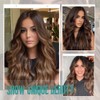 PORSMEER Long Wavy Brown Wig, 66 cm Centre Parting Curly