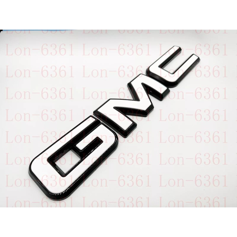 Auto Front & Rear GMC White Black OVERLAY Emblem Badge