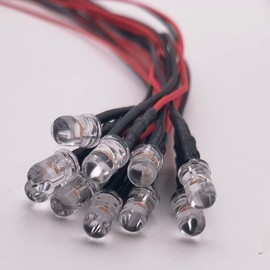 30pcs 12 Volt 5mm Round top RGB Fast Flash LED Lights Emitting Diodes Pre Wired 7.9 Inch DC 12V LED Light Water Clear Lens Small LED Lamps (5mm Round top, RGB Fast Flash (30pcs))